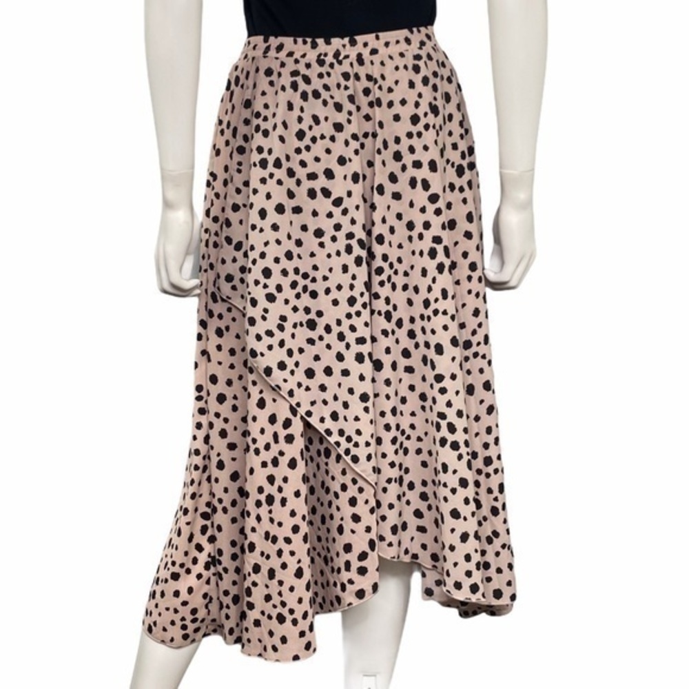 Listicle NEW Tan Black Leopard Print Layered Midi Skirt Small Medium Large - Picture 6 of 9